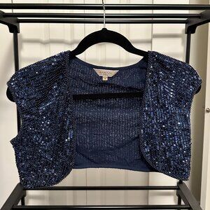 Blue Sequin Little Crop jacket
